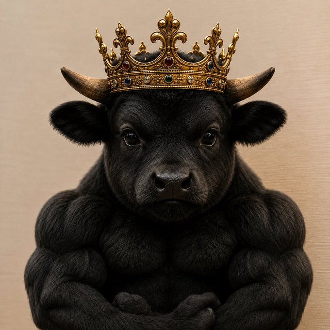 $BULLY wearing a golden crown with arms crossed